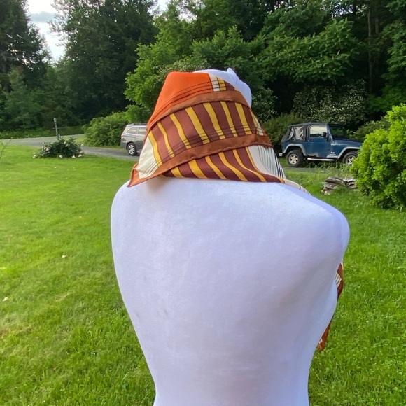 Vintage Orange Brown Geometric Acetate Scarf - Picture 7 of 8